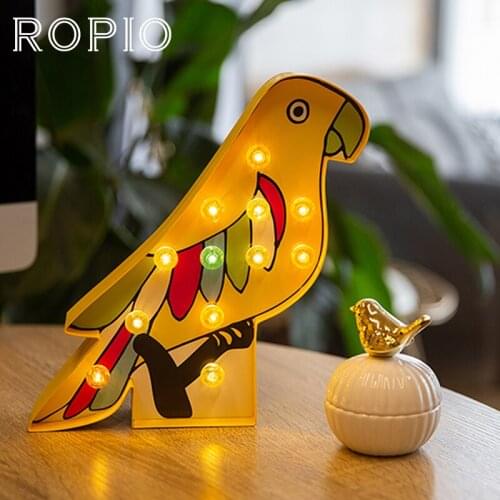 ROPIO 3D Bird Night Light Indoor Decoration Paperboard Neon Light Battery Operated Desk Lamp For Home Living Room Modern Decor