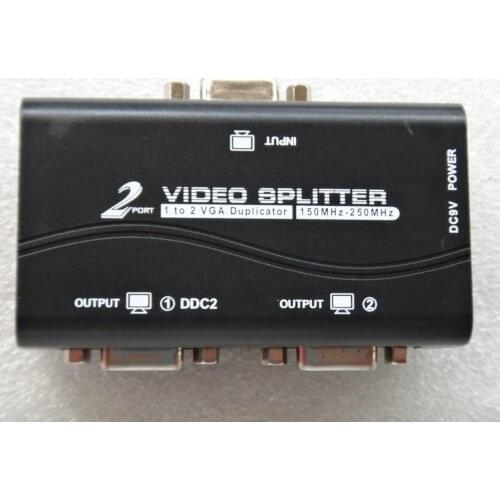 2020 Year New 1 to 2 ports VGA video splitter duplicator 1-in-2-out 250MHz device Boots Video Signals 65m 1920*1440 Resolution