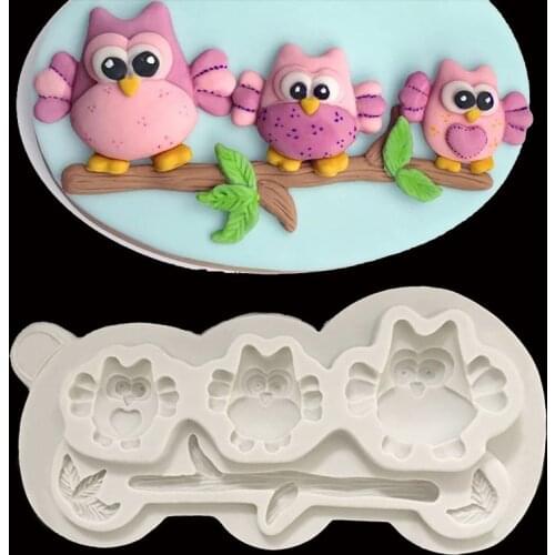 New Size Cartoon Owl Fondant Silicone Mold Chocolate Candy DIY Cake Mold Ultra Light Clay Popular Refined Kitchen Accessories