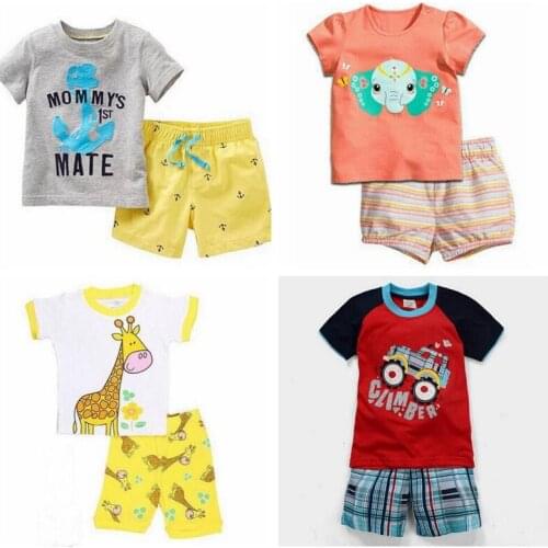 Hot Summer Children Boys Girls Kids Clothing Sets Suit Sleepwear Short Sleeve Cartoon Pajamas Nightwear