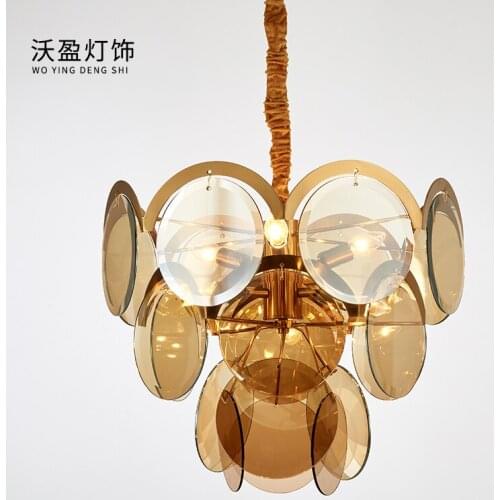 Post-modern creative brown glass chandelier simple designer Nordic living room bedroom dining room art lamps