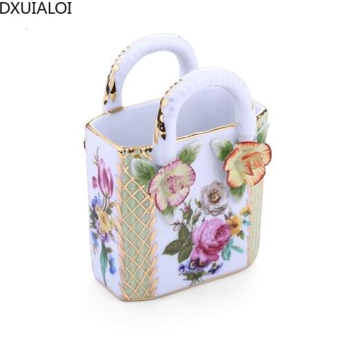 Simple creative bag ceramic vase decoration wedding gift indoor living room desktop flower arrangement vase home decoration