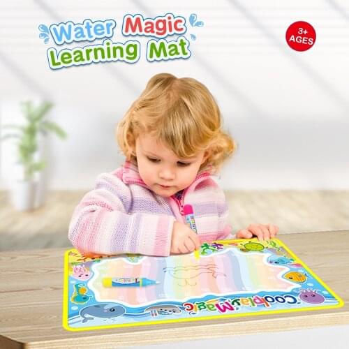 5 Types Rainbow Water Drawing Mat & 2 Pens Water Doodle Mat Coloring Books Water Painting Rug Play Mat Xmas Gift for Kids