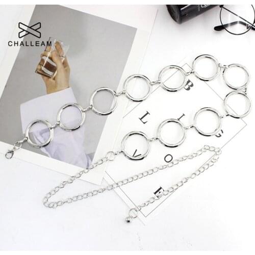 2021 New Arrival Silver Ring Chain Belt Fashion Elegant Gold Metal Female Round Alloy Women Circle Waist Dress Belts 393