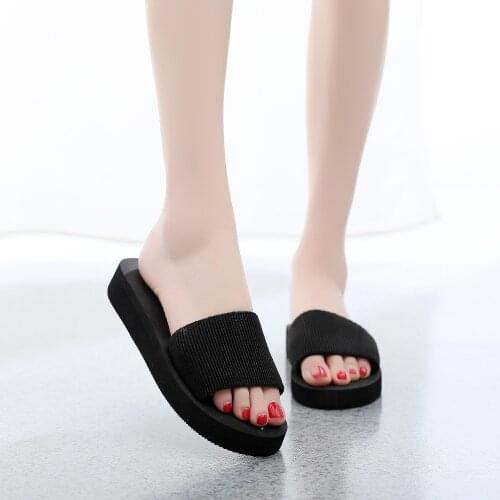 2021 One-word Sandals, Sponge Cake Wedges, Ladies Thick-soled Beach Shoes, Casual Slippers, Summer
