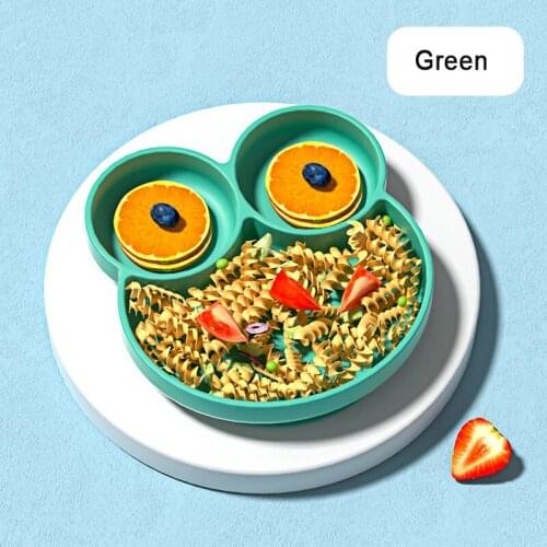 Baby Frog Silicone Tableware Dishes Plate Spoon Fork Solid Food Sucker Self Feeding for Kids Children Microwave Creative Gift