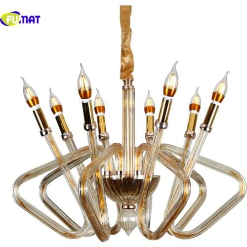 FUMAT Nordic Style Glass Pendant Lights Purple/Amber Creative Art Glass Shade Lighting Hotel Living Room Bend Glass Pendant Lamp