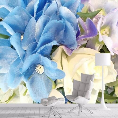 Fabric Blue Rose 3d Wallpaper Mural Wallpapers for Living Room Wall Paper Papers Home Decor Self Adhesive Walls Murals Rolls Art