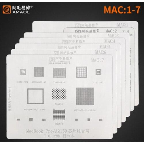 BGA Reballing Stencil Template for MAC Pro A2159 A1706 A1707 A1534 Power IC CPU SSD Direct heating
