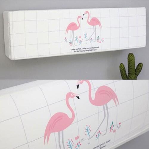 Indoor Air Conditioner Cover Wall Mounted Decorative Hood 74/78/81/85/89/95x27x19cm Pink Flamingo Palm Leaves White