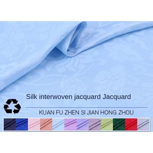 Lotus Jacquard Mulberry Silk Pure Real Crepe Fabric By The Meter per for clothes Dress Skirt Chinese Sewing Thin Printed Brocade