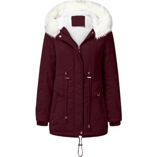 Ladies Winter Coat Mid-length Fleece New Jacket Hooded Plus Fleece Warm Overcoat Casual Windproof Parka 4XL Womens Outdoor Coats