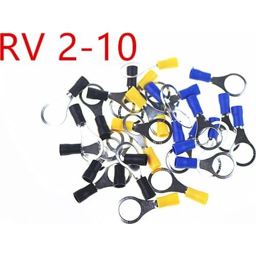 50PCS 100PCS/ PACK RV2-10 Blue Ring insulated terminal Cable Wire Connector suit 1.5-2.5mm cable Crimp Terminal