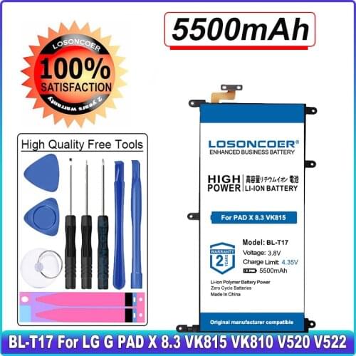 LOSONCOER 5500mAh High Capacity BL-T17 Battery for LG G PAD X 8.3 VK815 VK810 V520 V522 Table PC High Quality