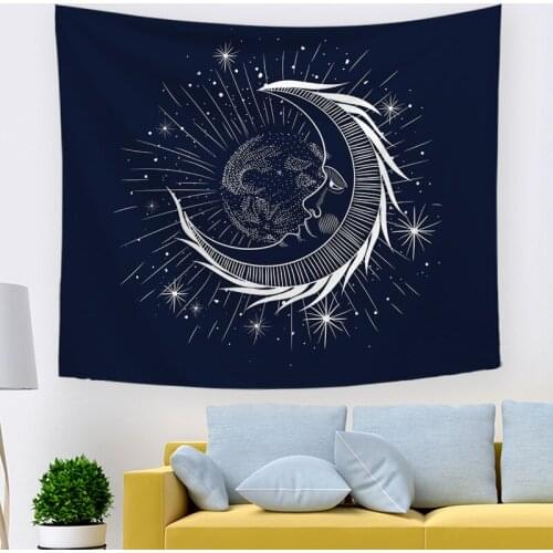 White Black Sun Moon Mandala Tapestry Wall Hanging Wall Tapestry Hippie Wall Carpets Bohemian Dorm Decor Psychedelic Tapestry
