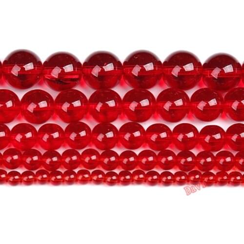 Free Shipping Natural Stone Smooth Red Glass Loose Beads 15" Strand 6 8 10 12MM Pick Size For Jewelry Making