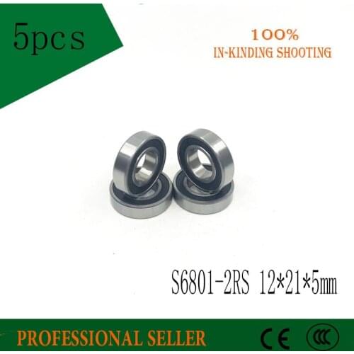 Free shipping S6801-2RS stainless steel 440C deep groove ball bearing S6801 2rs 12x21x5mm