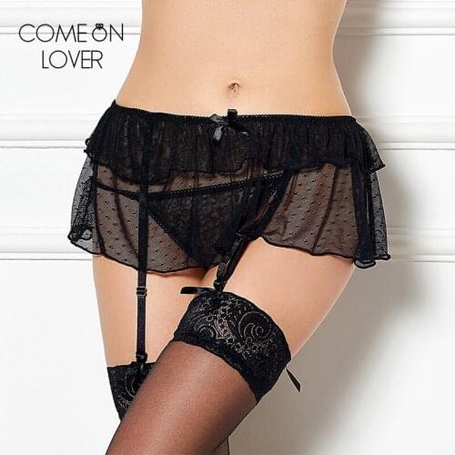 Comeonlover Black Lace Mini Skirt With Garter Belt Plus Size 5X Wedding Garters Bridal Jarretelles Sexy Garter Panties PI5105