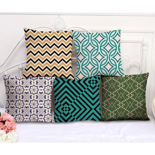 Decorative Pillow Case Color Geometric Abstract Pillowcase 17.5 Inch Cotton Linen Chair Seat Throw Pillow Cover G1018