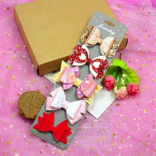 5PCS/SET Lovely RED Sequin Girls Clip Bows Child Hair Tie Knot Creativity Handmade Hairpins Fashion Hair Accessories For Kids