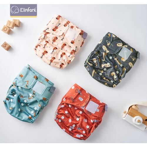 Elinfant Gray Mesh Cloth 4pcs Eco-friendly Diaper Washable Cloth Diaper Adjustable Baby Nappy Reusable pocket Diapers