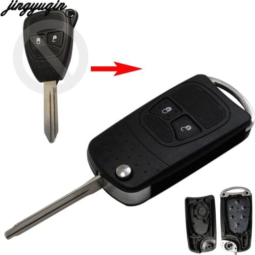 Jingyuqin 10pcs/lot 2 Button Modified Flip Folding Key Shell For Chrysler Jeep Compass Wrangler Patriot Fob Remote Car Key Case