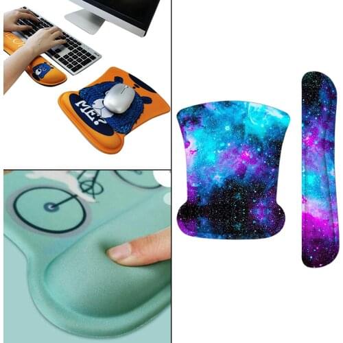 Mouse Mat Pad Wrist Rest Wrist Support Mouse Pad Non-slip Base Relieve Wrist Pain for Laptop Computer Office Gaming Starry Sky