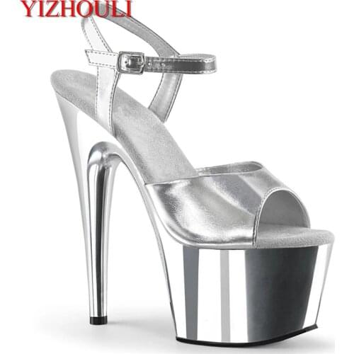 Summer 7 inch heels, sexy 17 cm electroplated stiletto heels, nightclub pole dancing sandals
