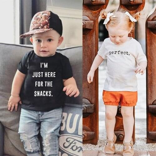 Summer Baby Girls Boys T Shirt Kids Cotton Short Sleeve Tops Letter Pattern O-Neck Tees Children White Black T-shirt Clothes