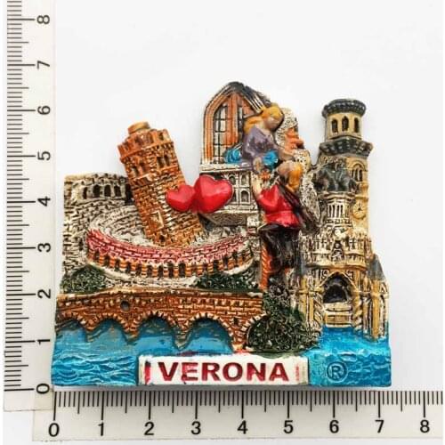 Verona Italy)Fridge Magnet,Creative Travel Commemorate Crafts 3D Ornaments Magnetism Resin Material Refrigerator Stickers