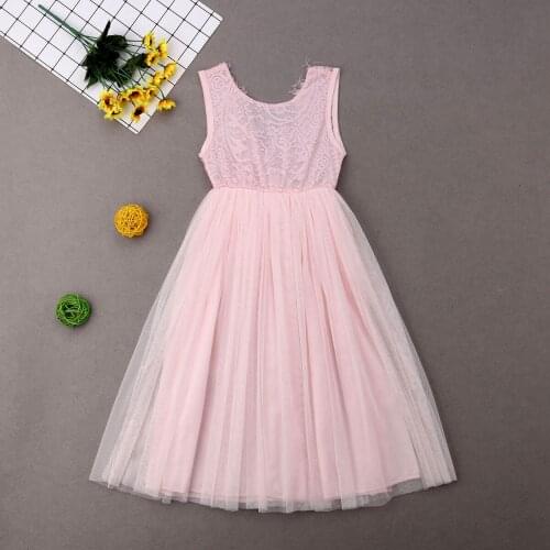 Emmababy Fashion Cute Flower Kids Baby Girl Lace Dress Tulle Tutu Party Dress Solid Wedding Bridesmaid Dresses