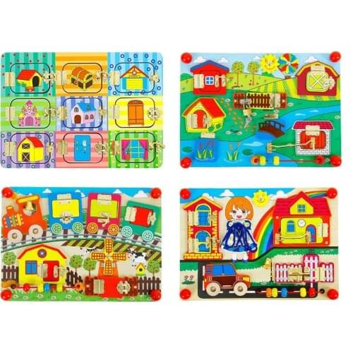 Montessori Sensory teaching Wooden simulation unlock puzzle Parent-Child interactive game childrens early education puzzle toys