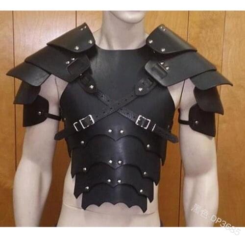 Men Cosplay Armors Medieval Retro Style Knight Artificial Leather Adjustable Body Armors Halloween Role Play Accessories