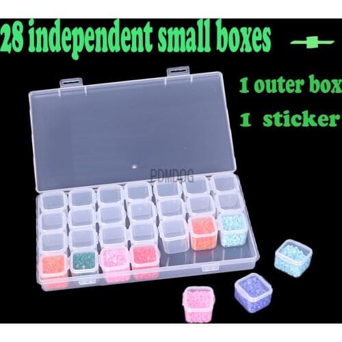 Diamond Painting Tools Sets with 28 Grids Plastic Storage Box and Sticker Accessories Tool Kits for Diamond Painting Embroidery