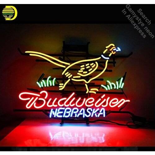Nebraska Pheasant Hunter Budweise Neon Sign neon bulb Sign neon lights Sign glass Tube Handcraft Iconic Sign Display light up