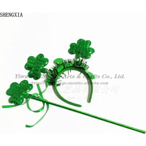 New St. Patrick Day Hair accessories Fairy Stick Festival Celebration Supplies Irish Green Four-leaf clover headband
