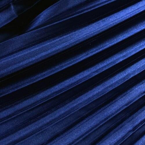 Pure color pleated silk satin chiffon fabric for dresses,white, black and blue，by the meter