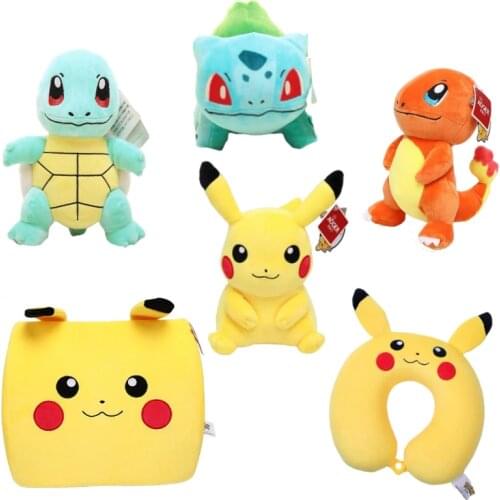 Pokemon Plush Kawaii Pikachu Squirtle Charmander Toys U-Shaped Pillow Autumn And Winter Cushions Soft And Comfortable Gift