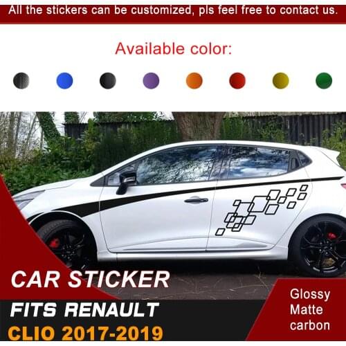 Fit For Renault Clio Car Stickers Car Racing Side Door Square Stripe Styling Graphic Vinyls Accessories Modified Decals Cuostom