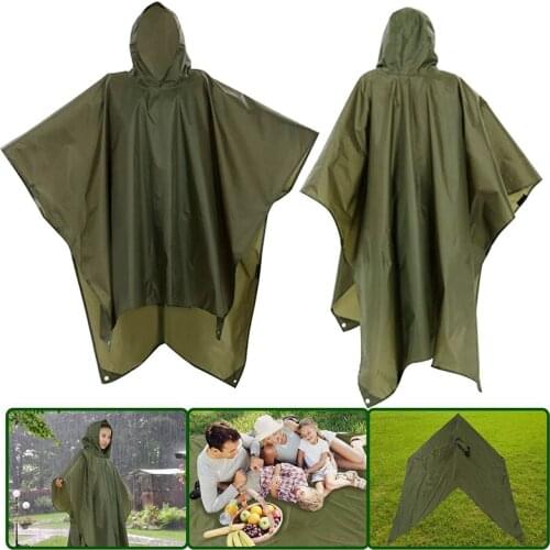 Portable 3 In 1 Rain Jackets Camping Mats Hiking Campsite Raincoat Poncho Mat Luifel Durable Name Outdoor Activity Rain Clothing