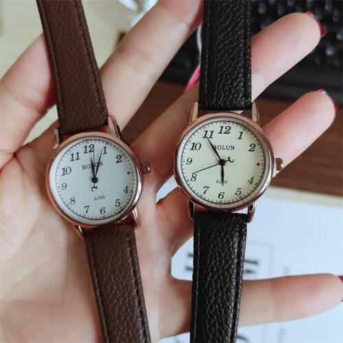 Simple Number Women Watches Vintage Black Brown Leather Ladies Wristwatches Fashion Casual Female Quartz Clock With Moon Pointer