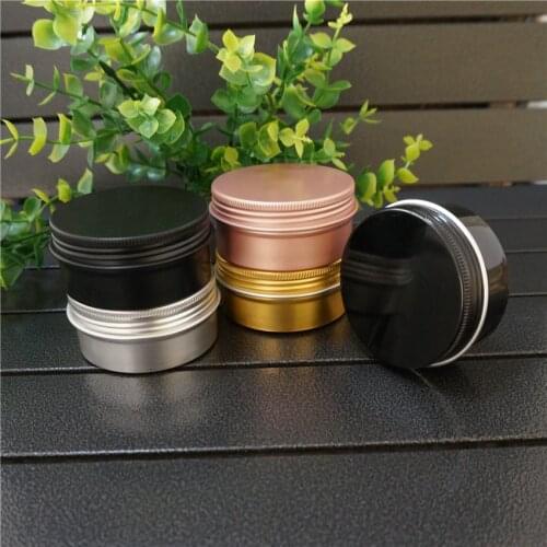 60/80g Gold/Black Empty Round Small Aluminum Box Metal Tin Cans Rose Gold MIni Cosmetic Cream Refillable Jar Tea Aluminum Pot