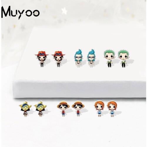 New One Piece Anime Luffy Zoro Sanji Chopper Robin Franky Acrylic Resin Epoxy Earrings One Piece Characters Acrylic Earrings