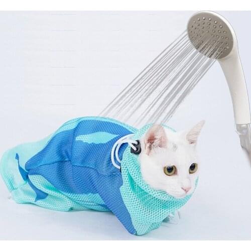Cat Grooming Bag Bathing Shower Mesh Bag Adjustable Multifunctional Breathable Polyester Anti-Bite Anti-Scratch Cat RestraintBag