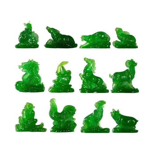 Zodiac decorations are like jade and stone mice Tiger chicken dragon Pig dog ox and horse sculpture decoration statue Home