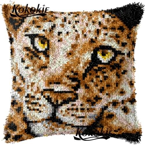 Cross-stitch Embroidery needlework Cushion Mat animal printed Pillowcase craft kits for adults latch hook rug kits pillow