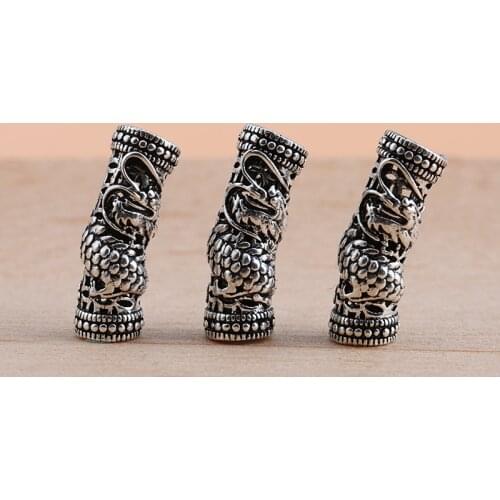 S925 sterling silver Thai silver jewelry accessories retro dragon tube septum handmade DIY beaded material bracelet accessories