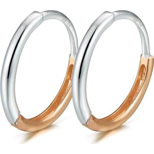 Solid 18K Multi-tone Gold Earrings Women AU750 Gold Small Circle HOOP Earrings P6259