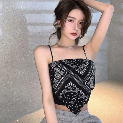 Womens Corset Sexy Crop Tops Print Sexy Backless Camisole Bandana Tank Tops Women Summer Sling Strap Club Vest Y2k fashion tops