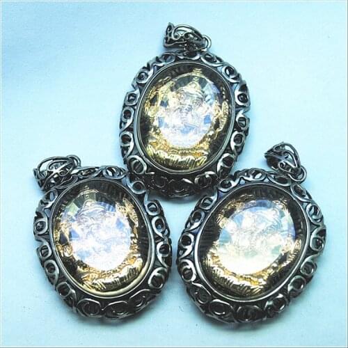 24 K golden indian buddha pendants with brass material carving flower with good simling taste 30x40mmm